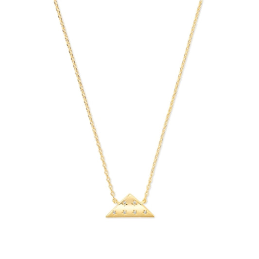 Folds of Honor Pendant Necklace, Gold White CZ