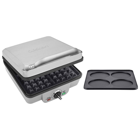 CUISINART BELGIAN WAFFLE MAKER WITH PANCAKE PLATE - SILVER