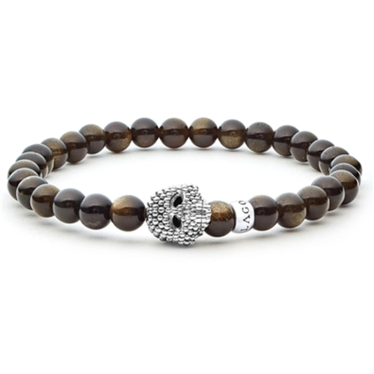 UNISEX GOLDEN OBSIDIAN SKULL BRACELET