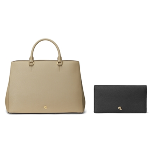 HANNA 37 LARGE SATCHEL AND WALLET BUNDLE, BIRCH TAN/BLACK