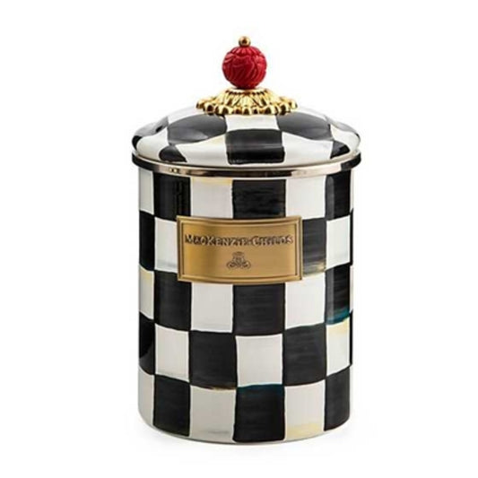 COURTLY CHECK MEDIUM CANISTER, BLACK AND WHITE