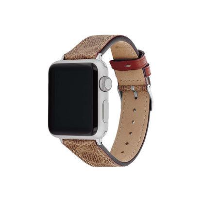 TAN CANVAS APPLE WATCH STRAP W/ C LOGOS 38MM & 40MM