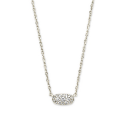 GRAYSON CRYSTAL PENDANT, RHODIUM METAL WHITE CZ