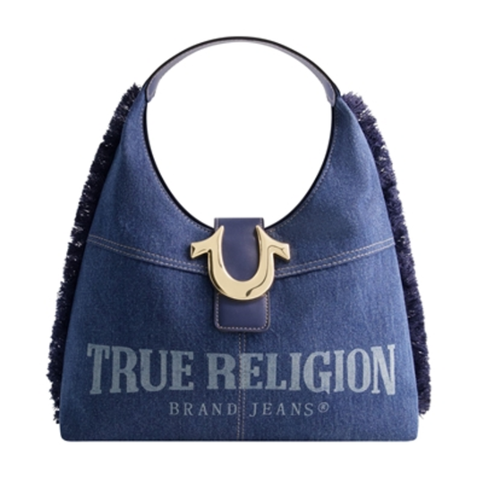 FRAYED DENIM HOBO, DENIM, 15"X14"X5"