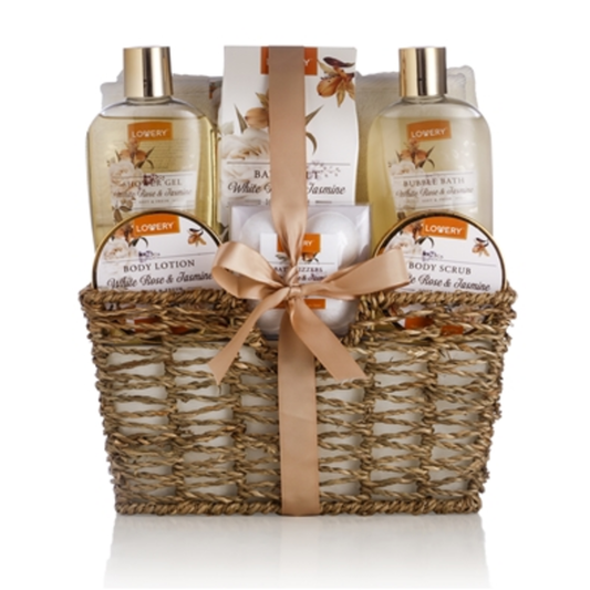 WHITE ROSE  AND  JASMINE HOME BATH SET, BEIGE, 11 PIECES