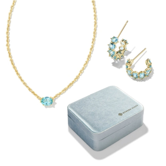 Cailin Aqua Crystal Gift Set, Aqua Crystal/ Light Blue
