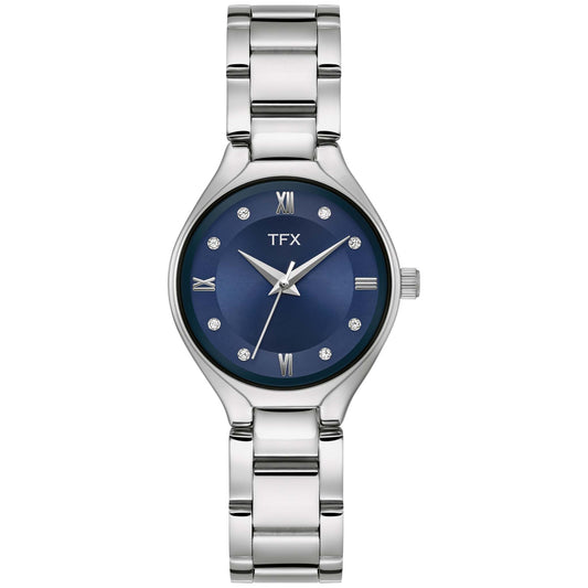 TFX LADIES' STAINLESS STEEL WATCH W/ CRYSTAL MARKERS