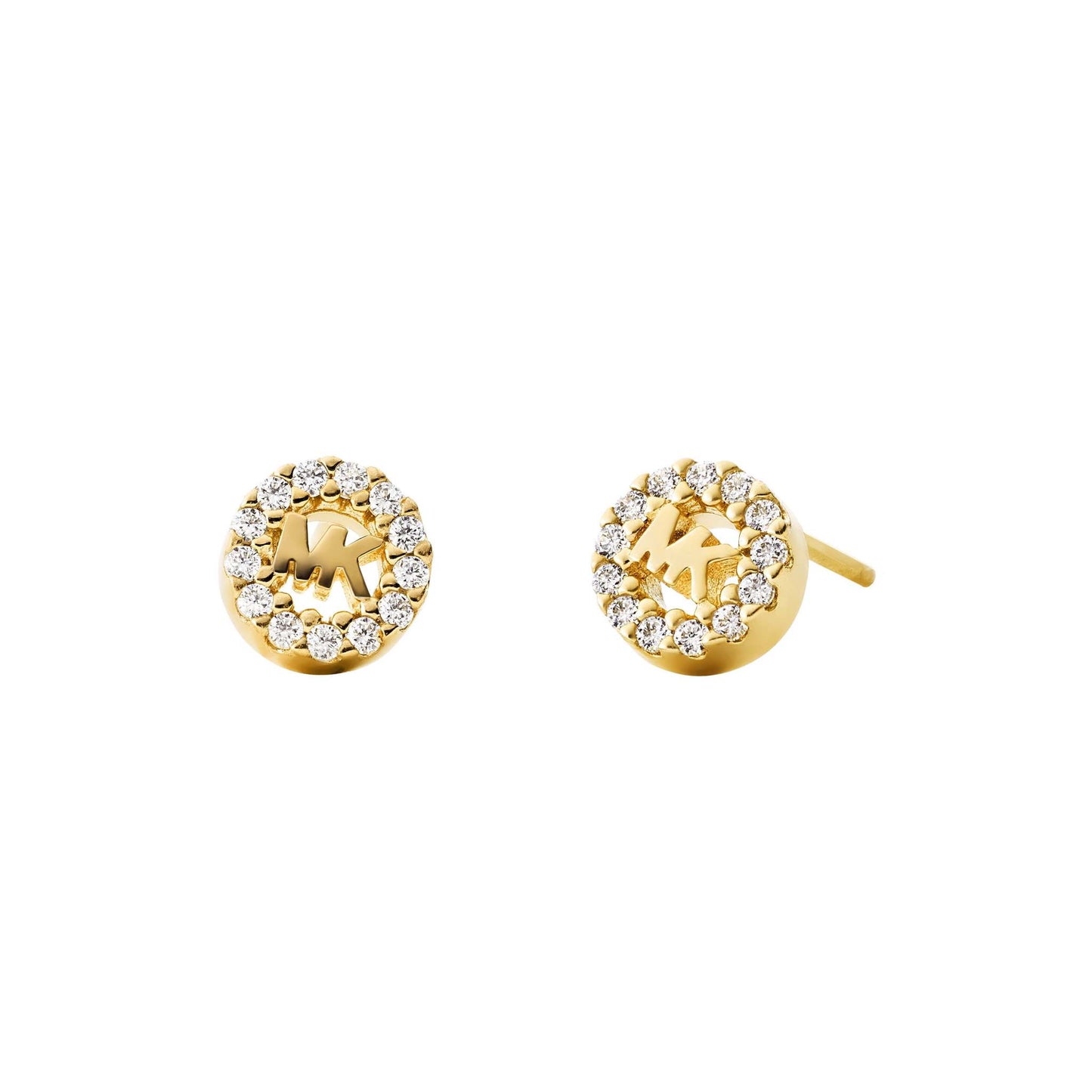 MK LOGO CRYSTAL STUD EARRINGS