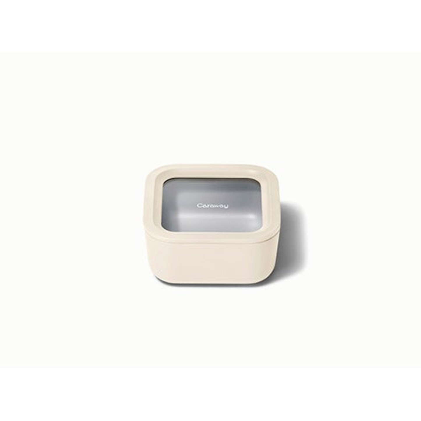 4.4 CUP GLASS FOOD CONTAINER SQUARE SHAPE W/ LID CREAM