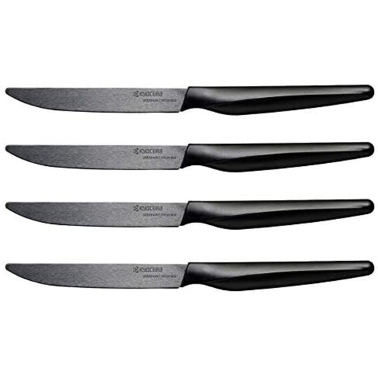 KYOCERA STEAK KNIFE SET SERIES 4-PIECE CERAMIC STEAK KNIFE SET - BLACK HANDLE BLACK BLADE