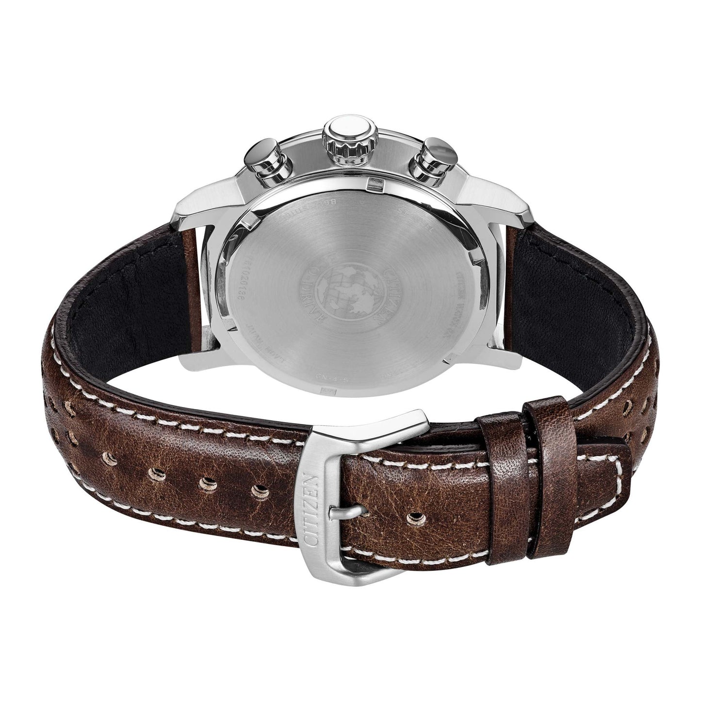 MENS BRYCEN ECO-DRIVE MULTI-DIAL LEATHER WATCH