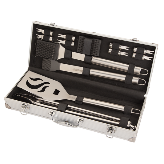 14 PIECE DELUXE STAINLESS STEEL GRILL TOOL SET