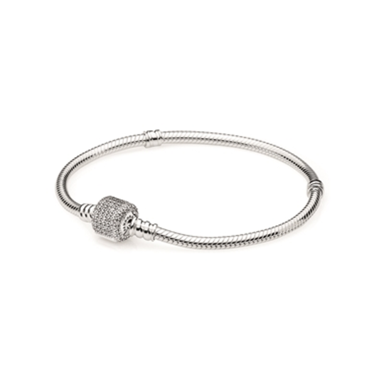 BRACELET STERLING SILVER, CLEAR CZ, 7.9"