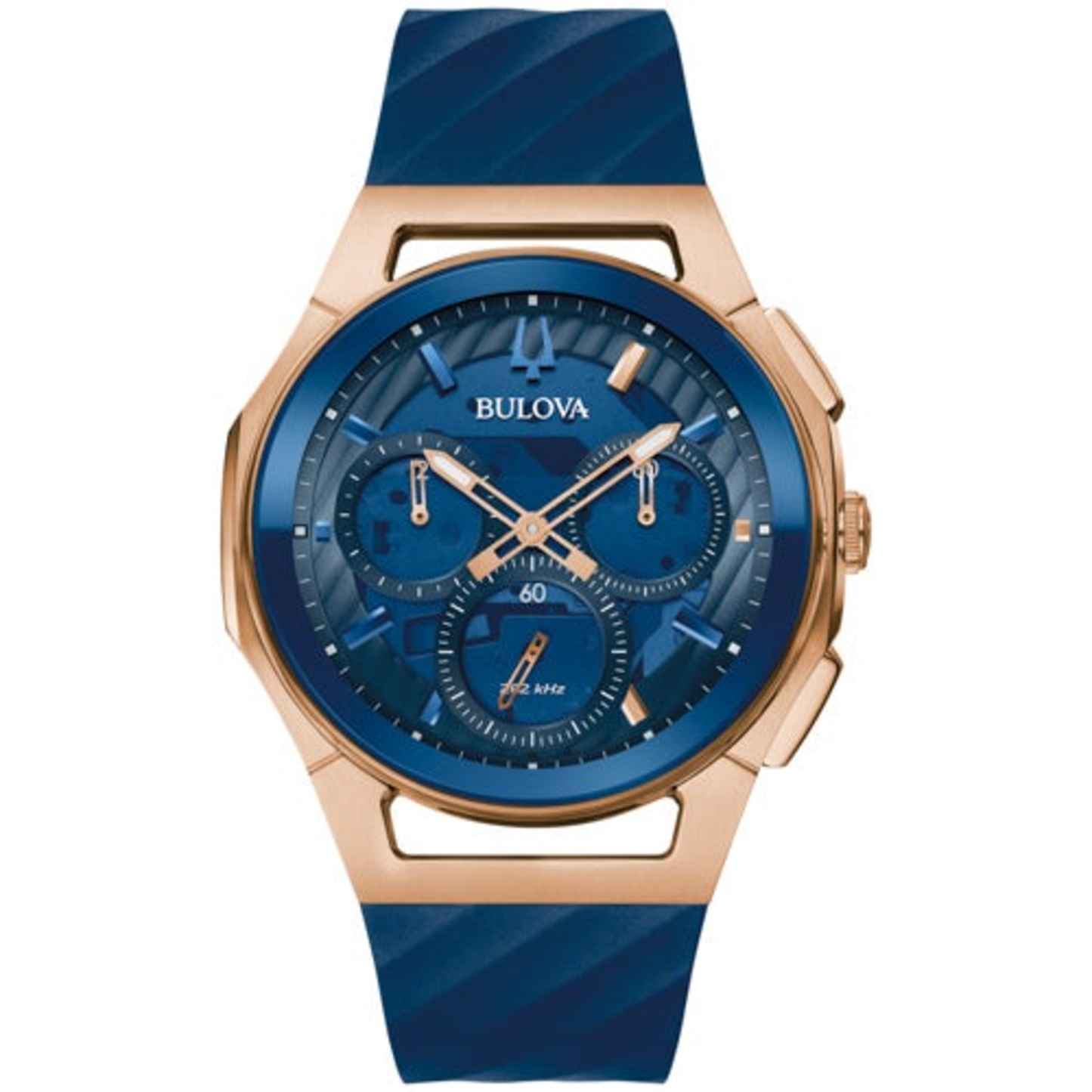 MEN'S CURV MARC ANTHONY CHRONOGRAPH BLUE EPDM RUBBER STRAP WATCH, BLUE DIAL