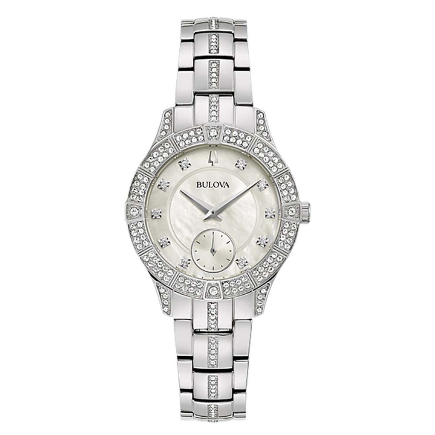 LADIES PHANTOM SILVER CRYSTAL WATCH WHITE MOTHER-OF-PEARL DIAL