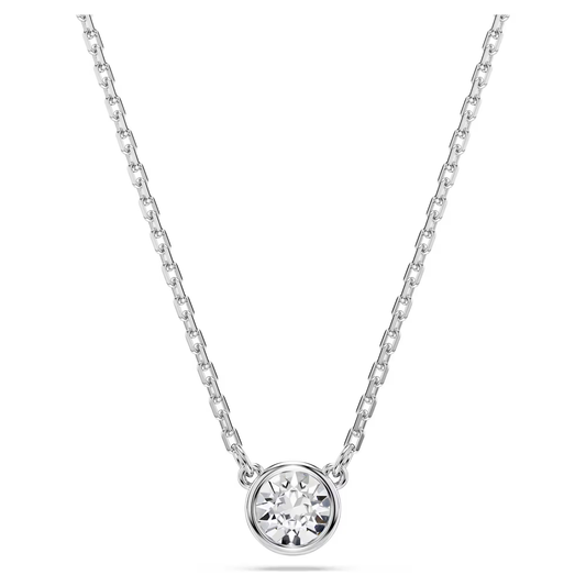 SWAROVSKI IMBER PENDANT, ROUND CUT, WHITE, RHODIUM PLATED