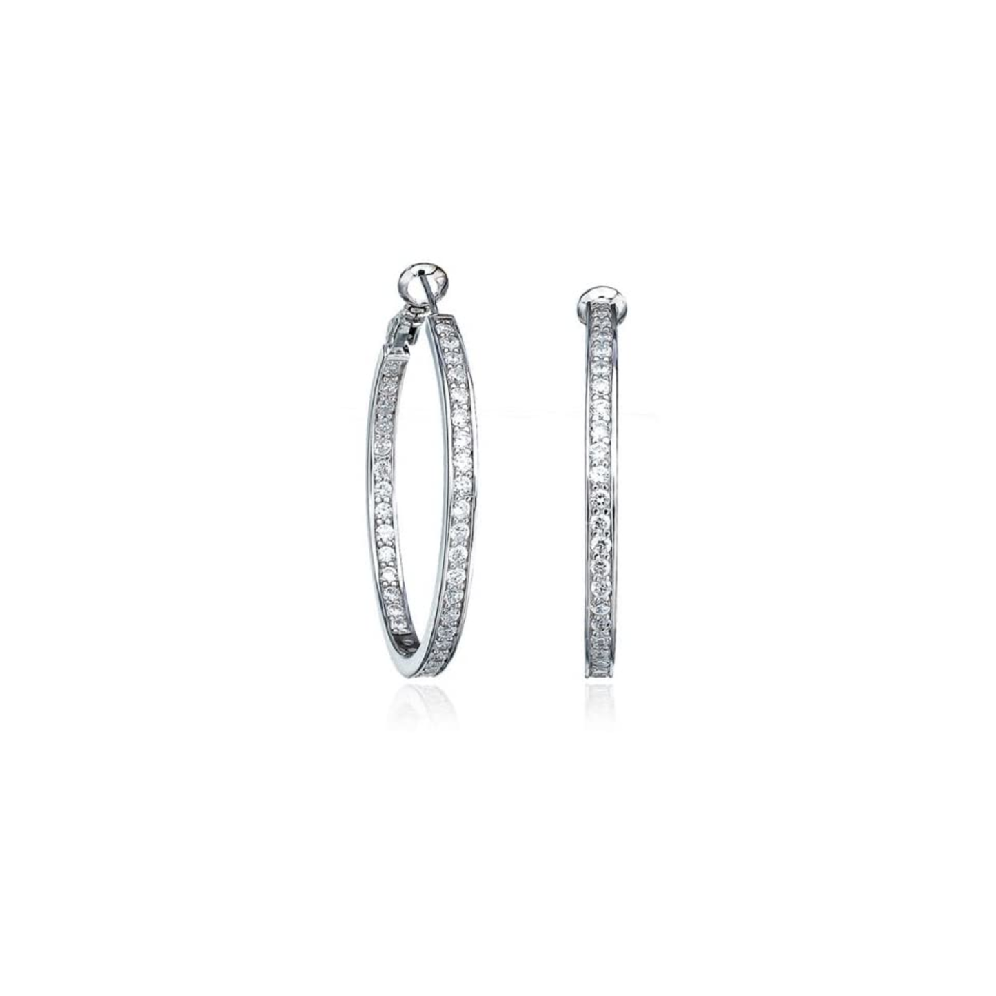 CRISLU CLASSIC INSIDE OUT HOOP EARRINGS FINISHED IN PURE PLATINUM
