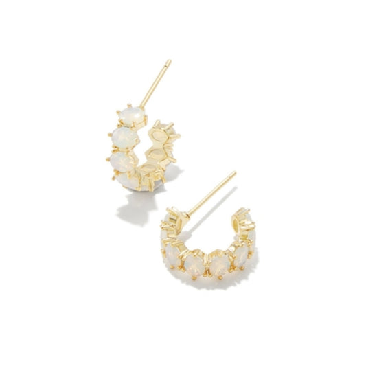 CAILIN CRYSTAL HUGGIE EARRINGS, GOLD CHAMPAGNE OPAL CRYSTAL