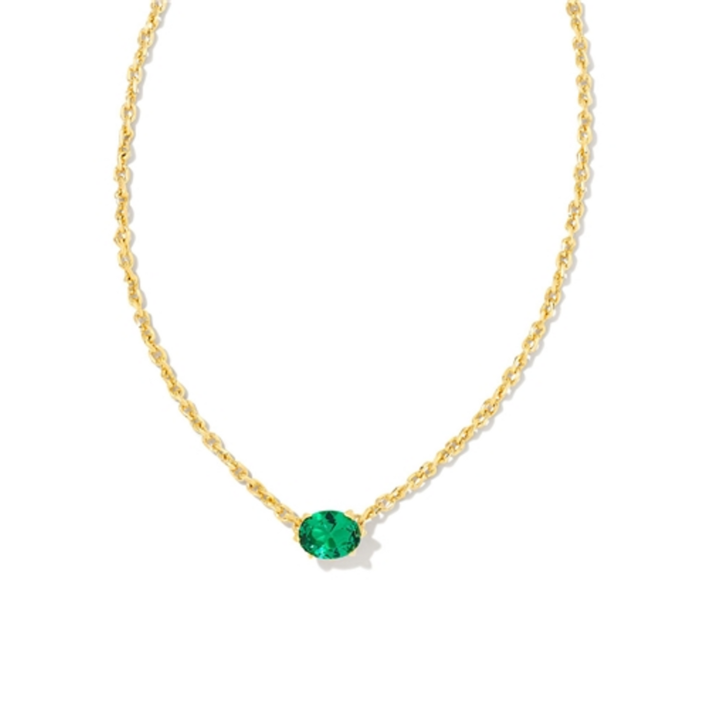 CAILIN GOLD PENDANT NECKLACE, GREEN CRYSTAL