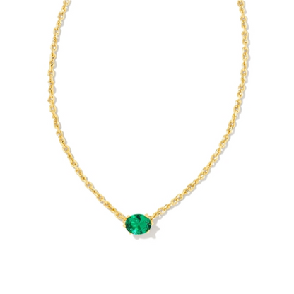 CAILIN GOLD PENDANT NECKLACE, GREEN CRYSTAL