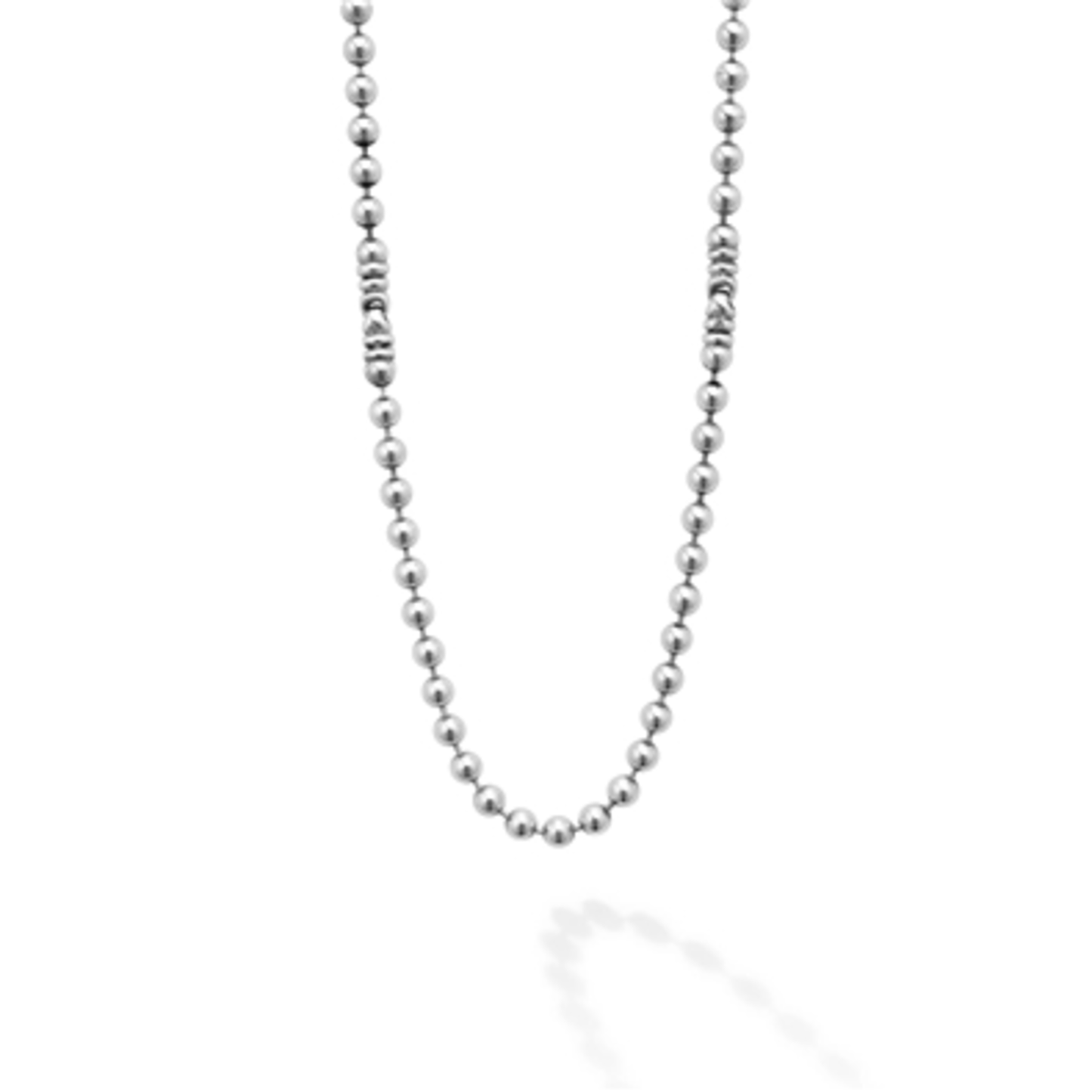 MEN'S SILVER STATION CAVIAR BEADED NECKLACE