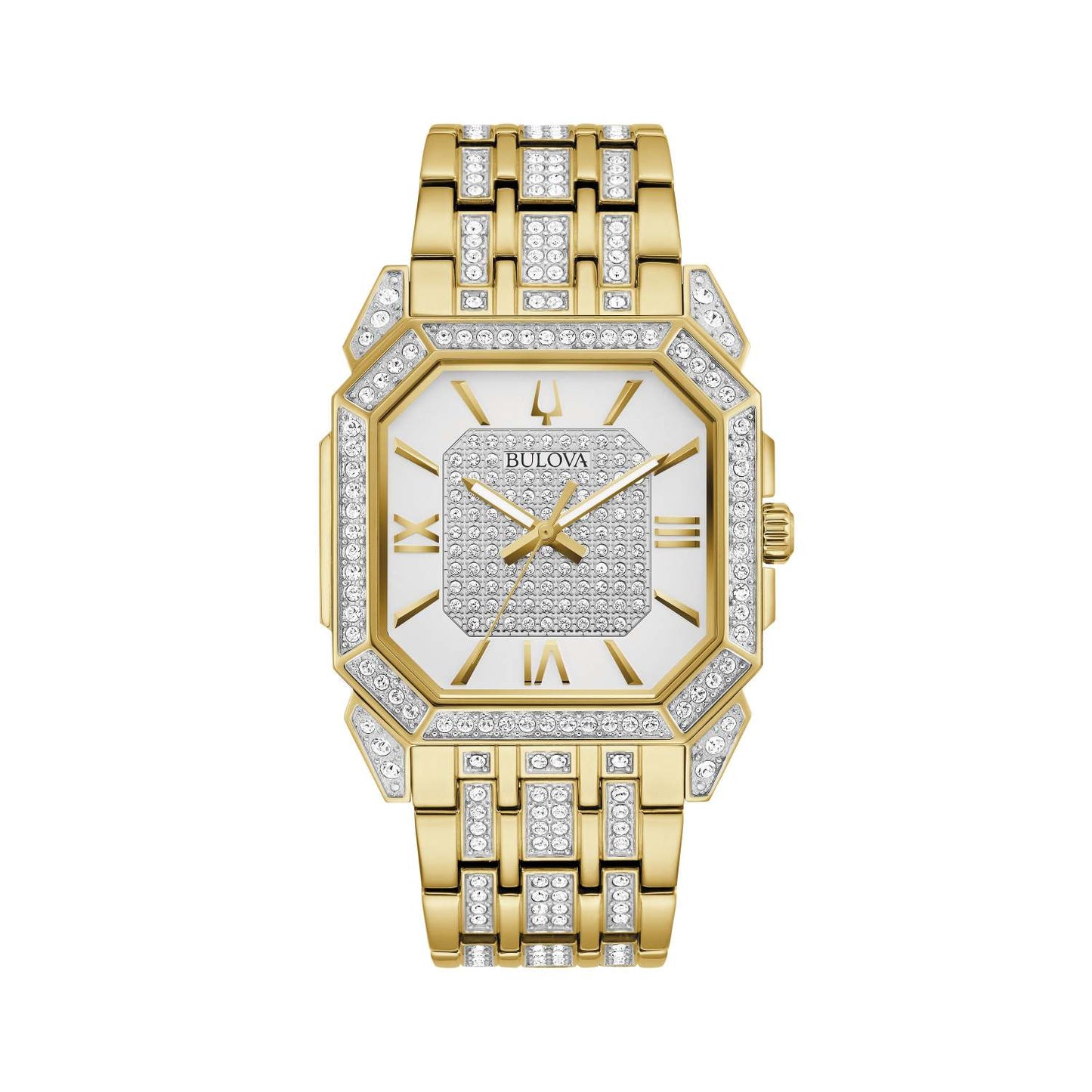 MEN'S OCTAVA CRYSTAL 2-TONE STAINLESS STEEL WATCH, WHITE & SILVER DIAL