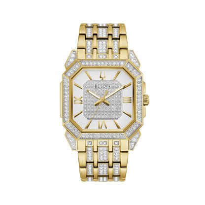 MEN'S OCTAVA CRYSTAL 2-TONE STAINLESS STEEL WATCH, WHITE & SILVER DIAL