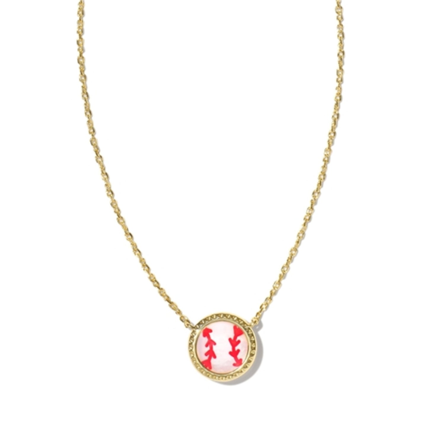 BASEBALL SHORT PENDANT NECKLACE, GOLD IVORY MOTHER OF PEARL