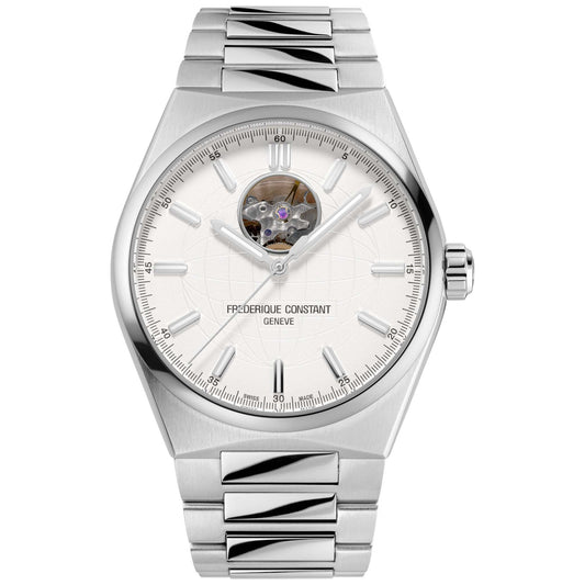 Men's Highlife Heart Beat Silver-Tone Stianless Steel Watch, Silver Dial