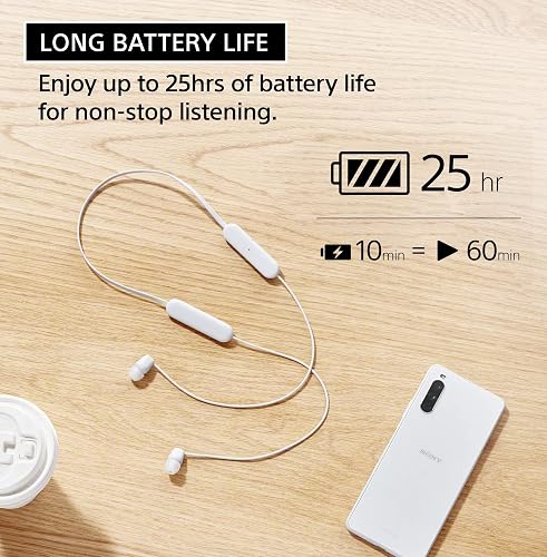 Sony WI-C100 Wireless in-Ear Bluetooth Headphones with Built-in Microphone,Black,(Pack of 2)