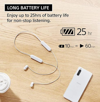 Sony WI-C100 Wireless in-Ear Bluetooth Headphones with Built-in Microphone,Black,(Pack of 2)