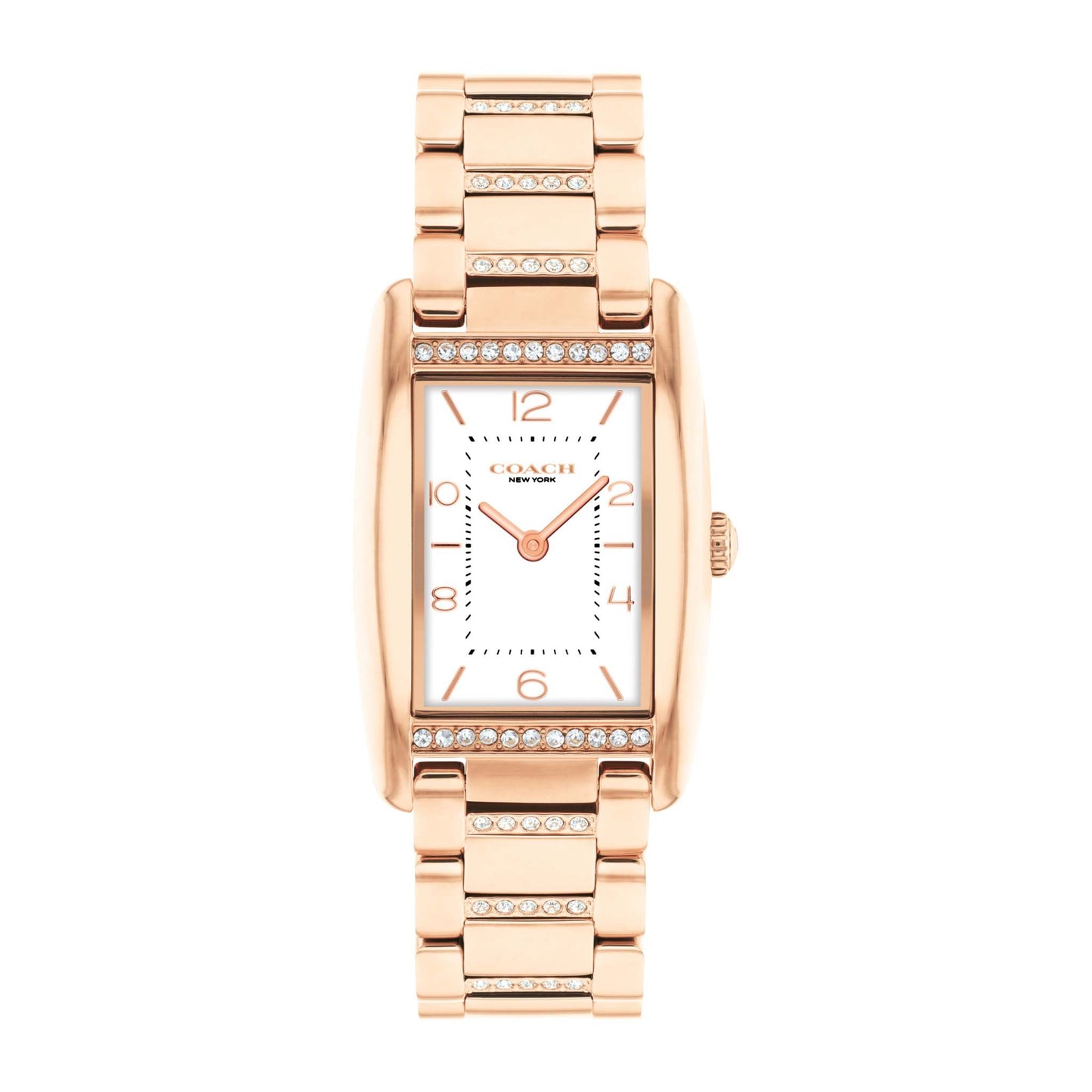 LADIES' REESE RECTANGLE STAINLESS STEEL CRYSTAL WATCH