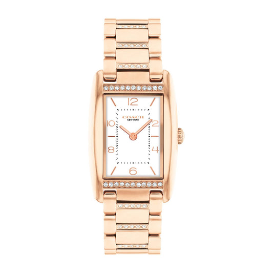 LADIES' REESE RECTANGLE STAINLESS STEEL CRYSTAL WATCH