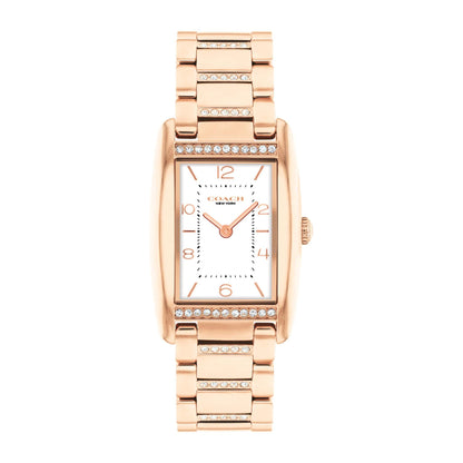 LADIES' REESE RECTANGLE STAINLESS STEEL CRYSTAL WATCH