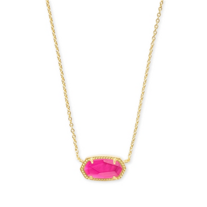 ELISA SHORT PENDANT NECKLACE, GOLD/AZALEA