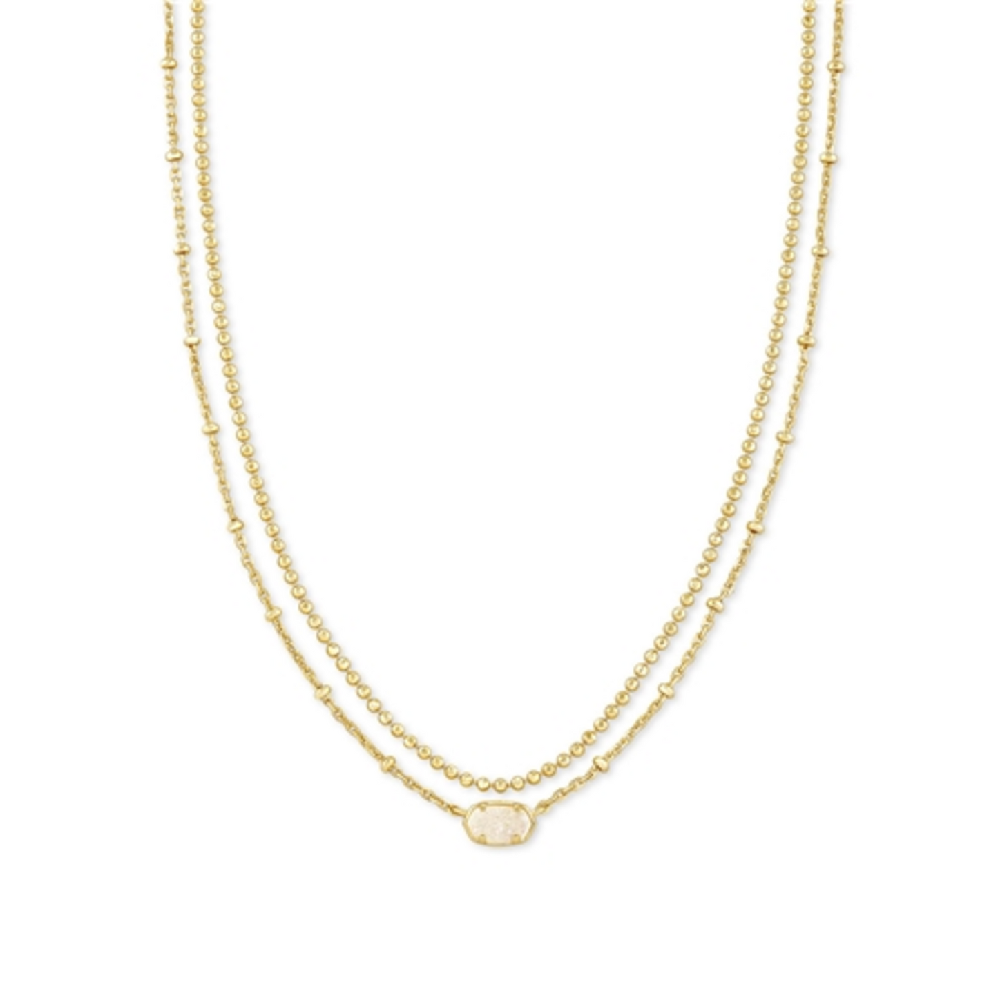 EMILIE MULTI STRAND NECKLACE GOLD, GOLD IRIDESCENT DRUSY