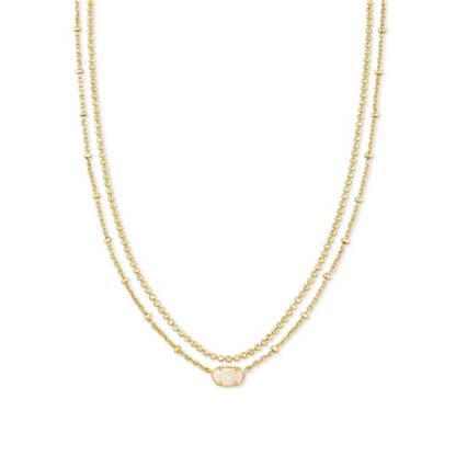 EMILIE MULTI STRAND NECKLACE GOLD, GOLD IRIDESCENT DRUSY