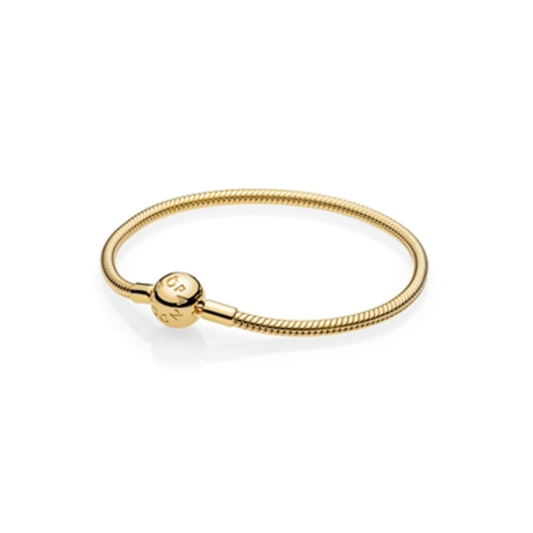MOMENTS SNAKE CHAIN GOLD PLATED BRACELET, 7.9"
