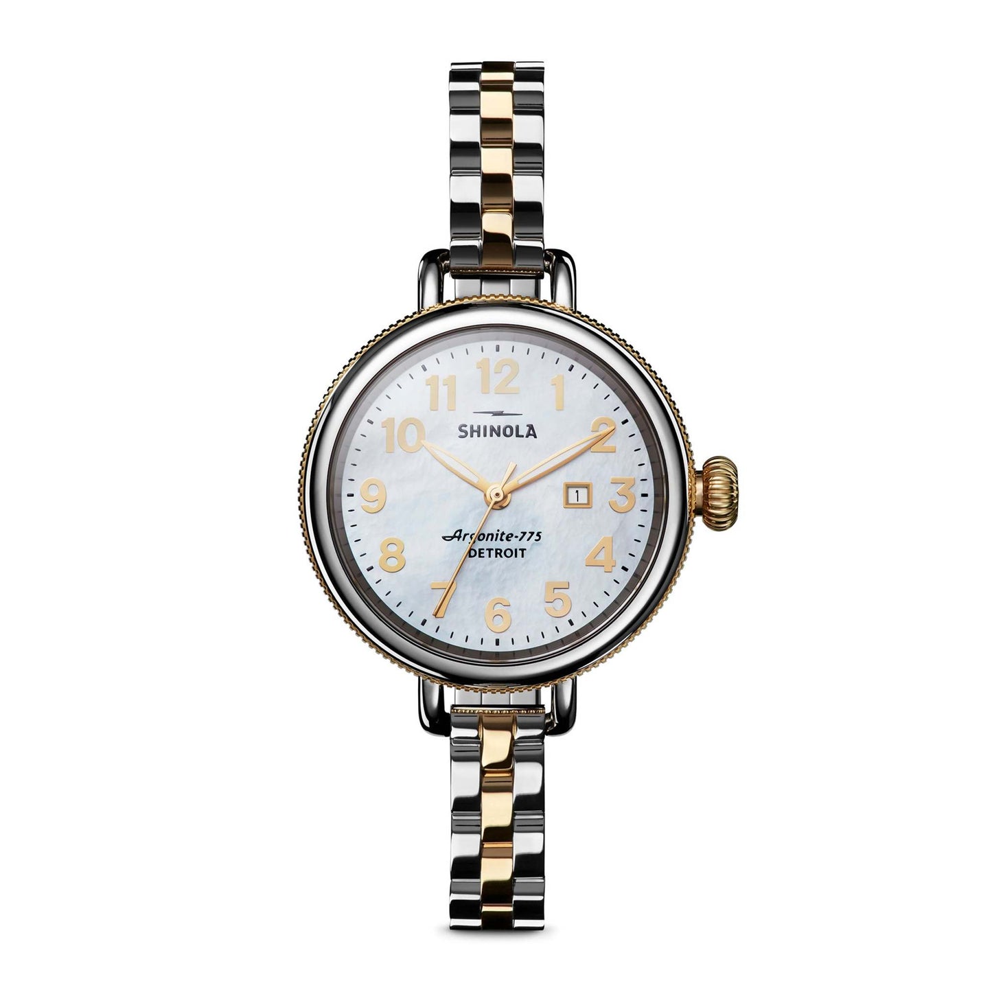 LADIES' BIRDY TWO-TONE STAINLESS STEEL BRACELET WATCH, MOTHER-OF-PEARL DIAL