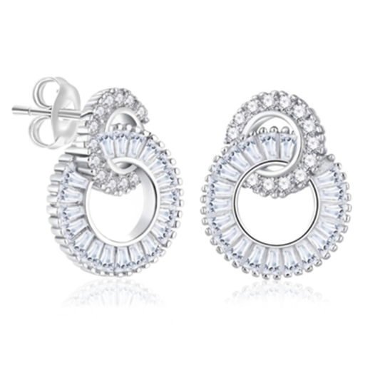 STERLING SILVER EARRINGS, SILVER, 12MM
