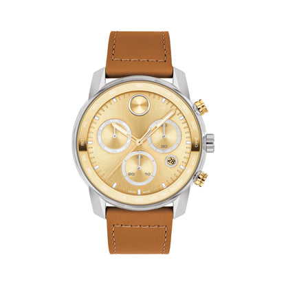 MENS BOLD VERSO CHRONOGRAPH CAMEL LEATHER STRAP WATCH