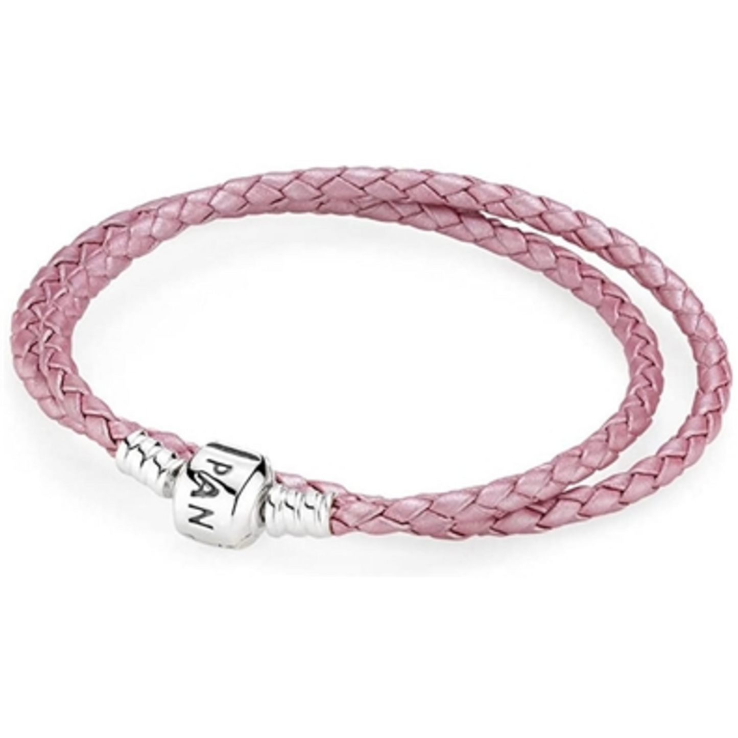 DOUBLE LEATHER BRACELET, PINK, 16.1"