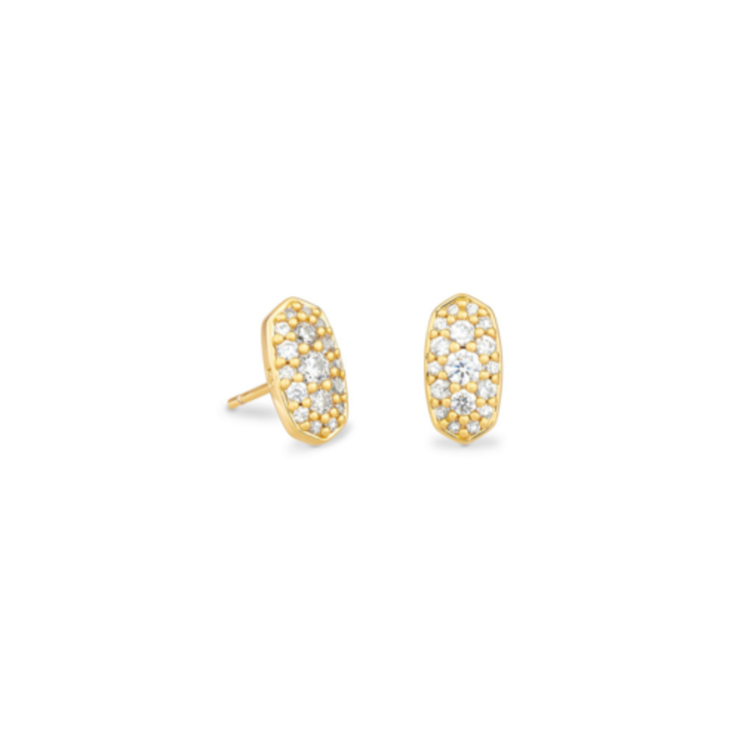 KENDRA SCOTT GRAYSON GOLD STUD EARRINGS IN WHITE CRYSTAL