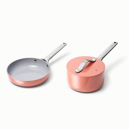 NONSTICK CERAMIC MINIS DUO COOKWARE SET - FRY PAN & SAUCEPAN PERRACOTTA