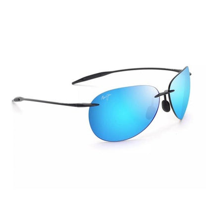 SUGAR BEACH POLARIZED SUNGLASSES SHINY BLACK FRAME BLUE HAWAII LENS