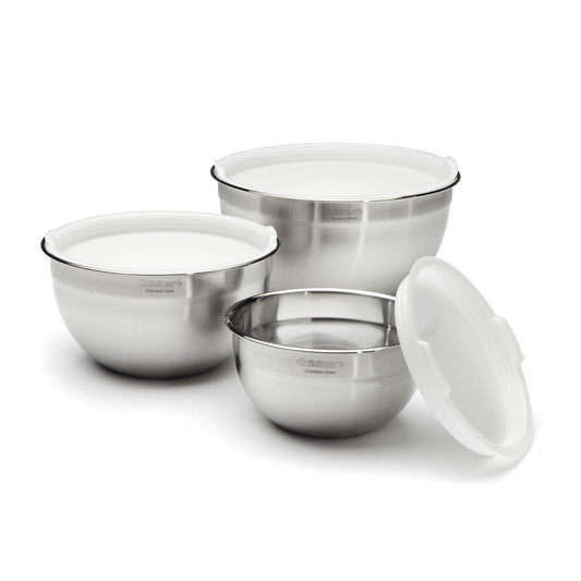 CUISINART S/S MIXING BOWLS WITH LIDS (SET OF 3, 1.5 QT, 3QT, AND 5 QT)