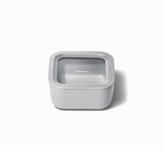 4.4 CUP GLASS FOOD CONTAINER SQUARE SHAPE W/ LID GRAY