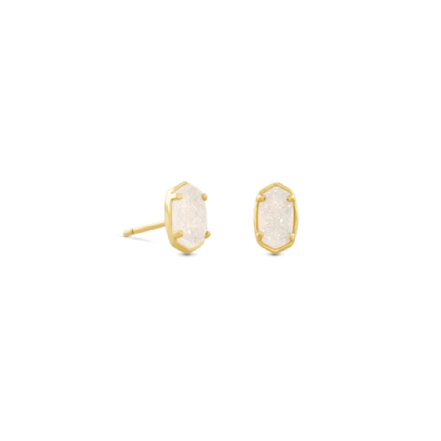 EMILIE STUD EARRINGS GOLD, GOLD IRIDESCENT DRUSY