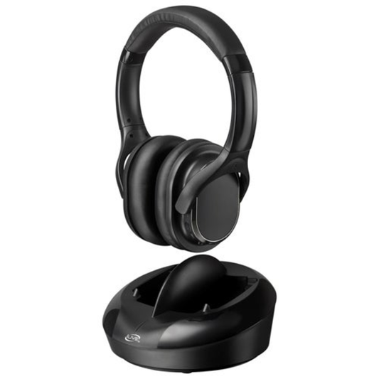 RADIO FREQUENCY WIRELESS HEADPHONES W/ TRANSMITTER DOCK