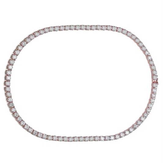 18K ROSE GOLD CLASSIC TENNIS NECKLACE, GOLD, 17''